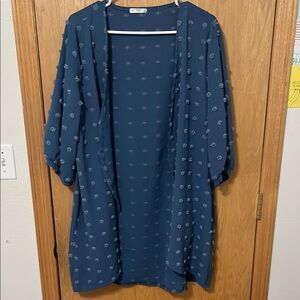Blue Textured Kimono Cardigan